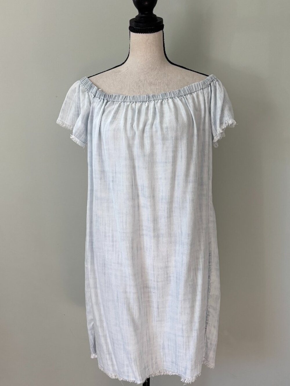 Cloth & Stone Tie-Dye Off-Shoulder Frayed Hem Shift Dress Medium Like New